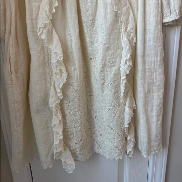 SUNDANCE Thora Cream Cotton Embroidered Babydoll Dress Size SP - Picture 3 of 7